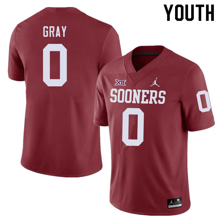 Youth #0 Eric Gray Oklahoma Sooners College Football Jerseys Sale-Crimson - Click Image to Close